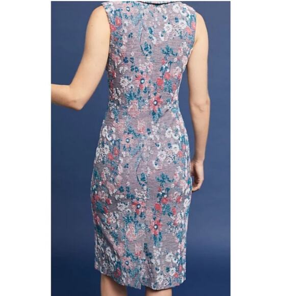 Anthropologie Maeve Purple Floral Sleeveless Jacquard Dress Size 4 - Picture 2 of 11